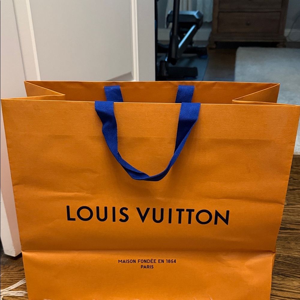 Louis Vuitton Bold Orange Tote with Blue Handles